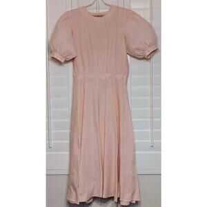 Vintage Allen Solly Spring Easter Peach Pink Tea Midi Linen Dress Sz 14